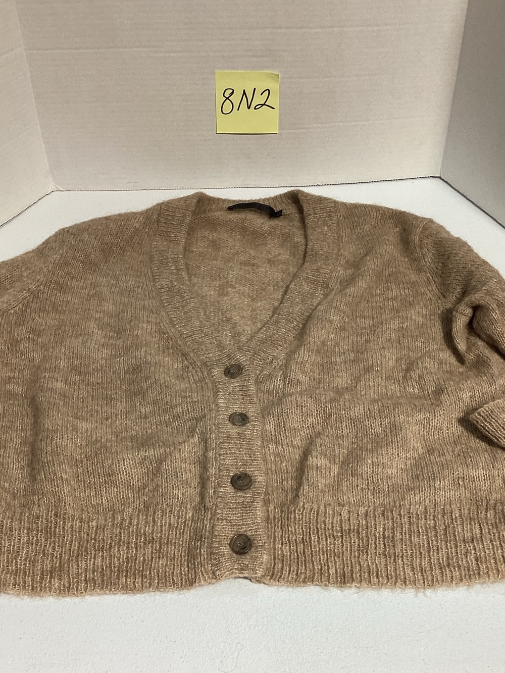 Jenni Kayne Cropped V-Neck Button Cardigan - Camel Brown